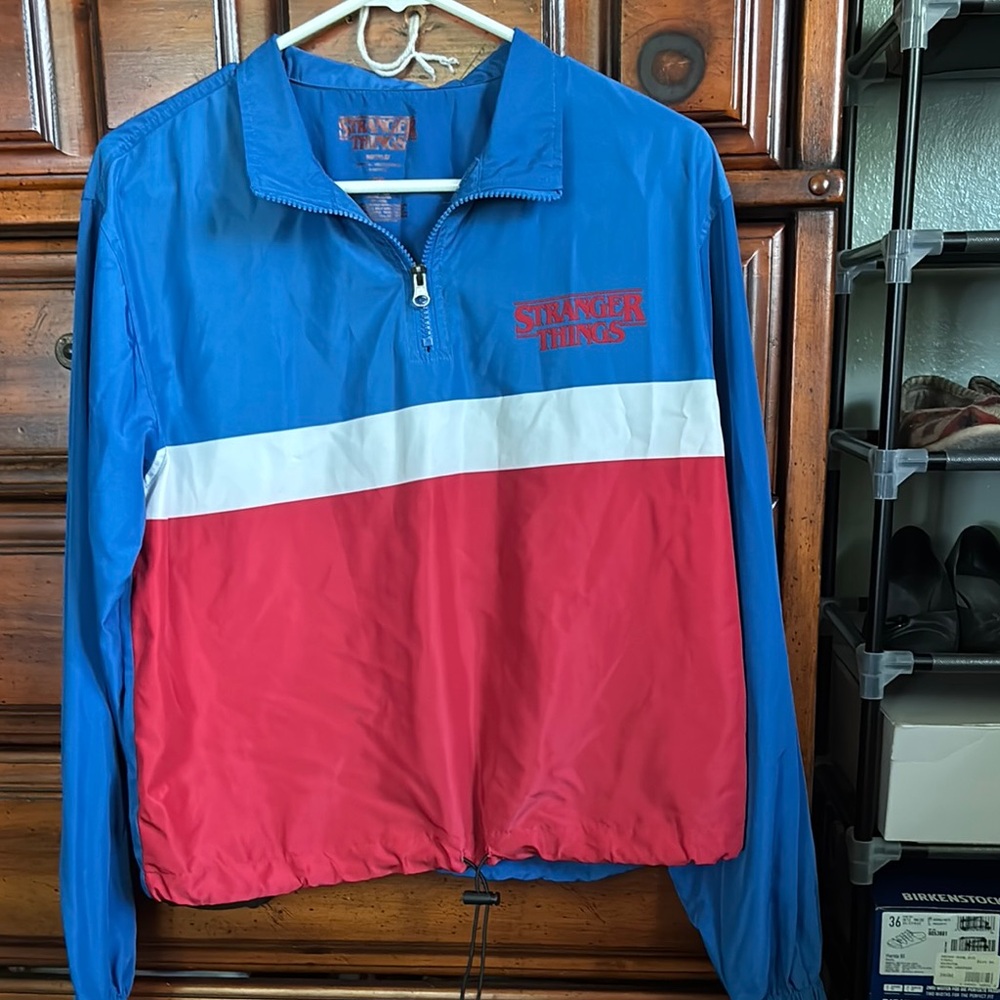 Stranger Things Collectors Jacket Red, White, and Blue Windbreaker